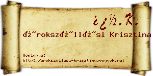 Árokszállási Krisztina névjegykártya