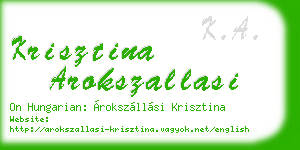krisztina arokszallasi business card